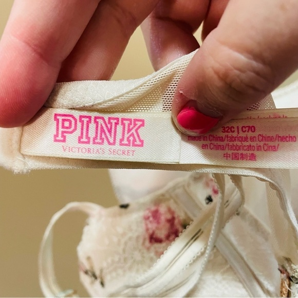 PINK Victoria’s Secret Date Push Up Bra 32C White Floral - Picture 6 of 7